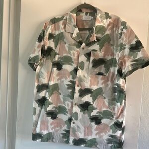 Topman Green and Pink Casual Button Down Shirt